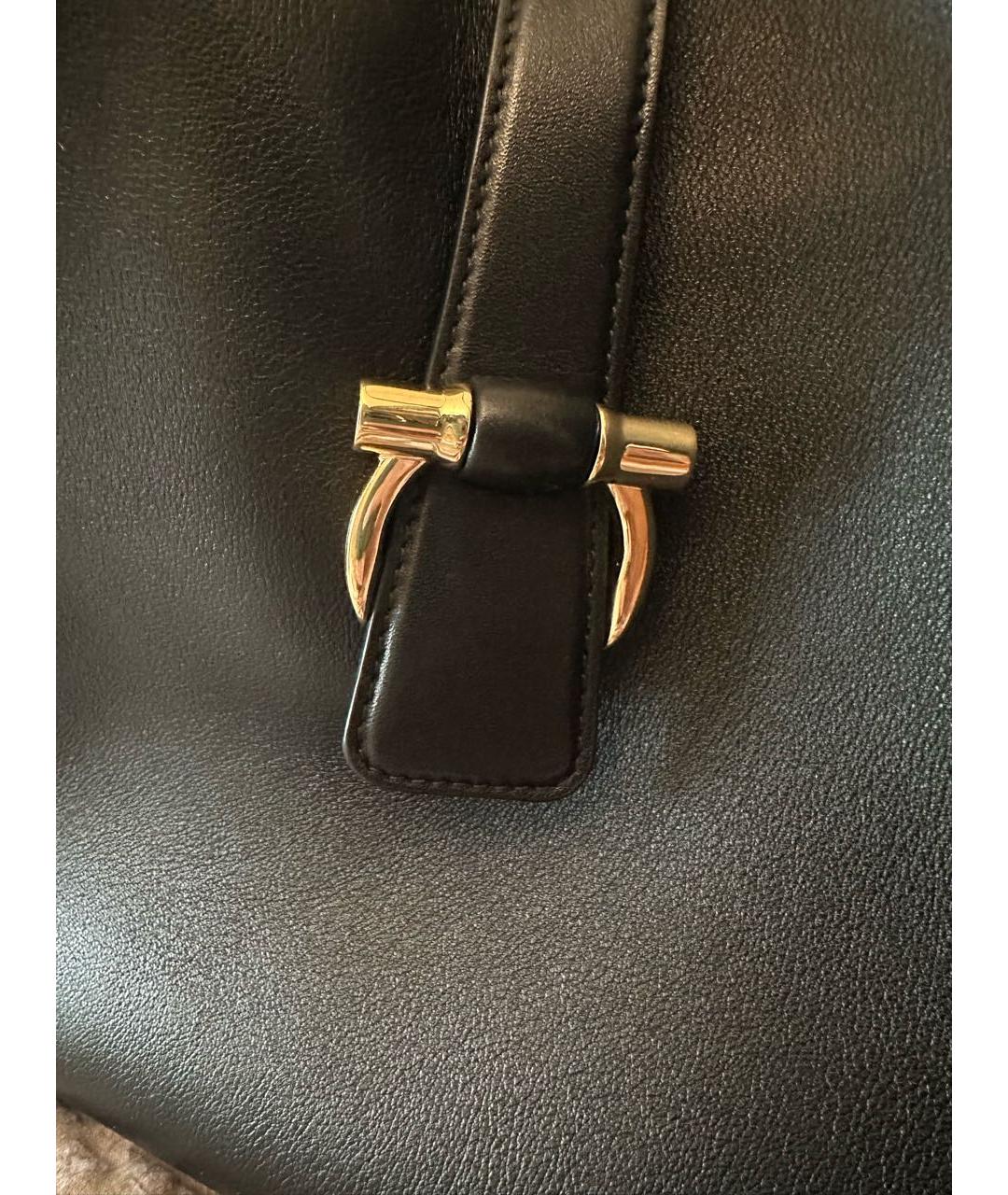 FERRAGAMO Черная кожаная сумка тоут, фото 8