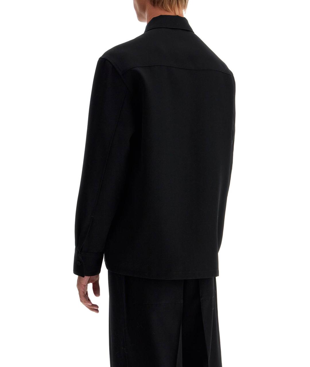 JIL SANDER Черная шерстяная кэжуал рубашка, фото 3