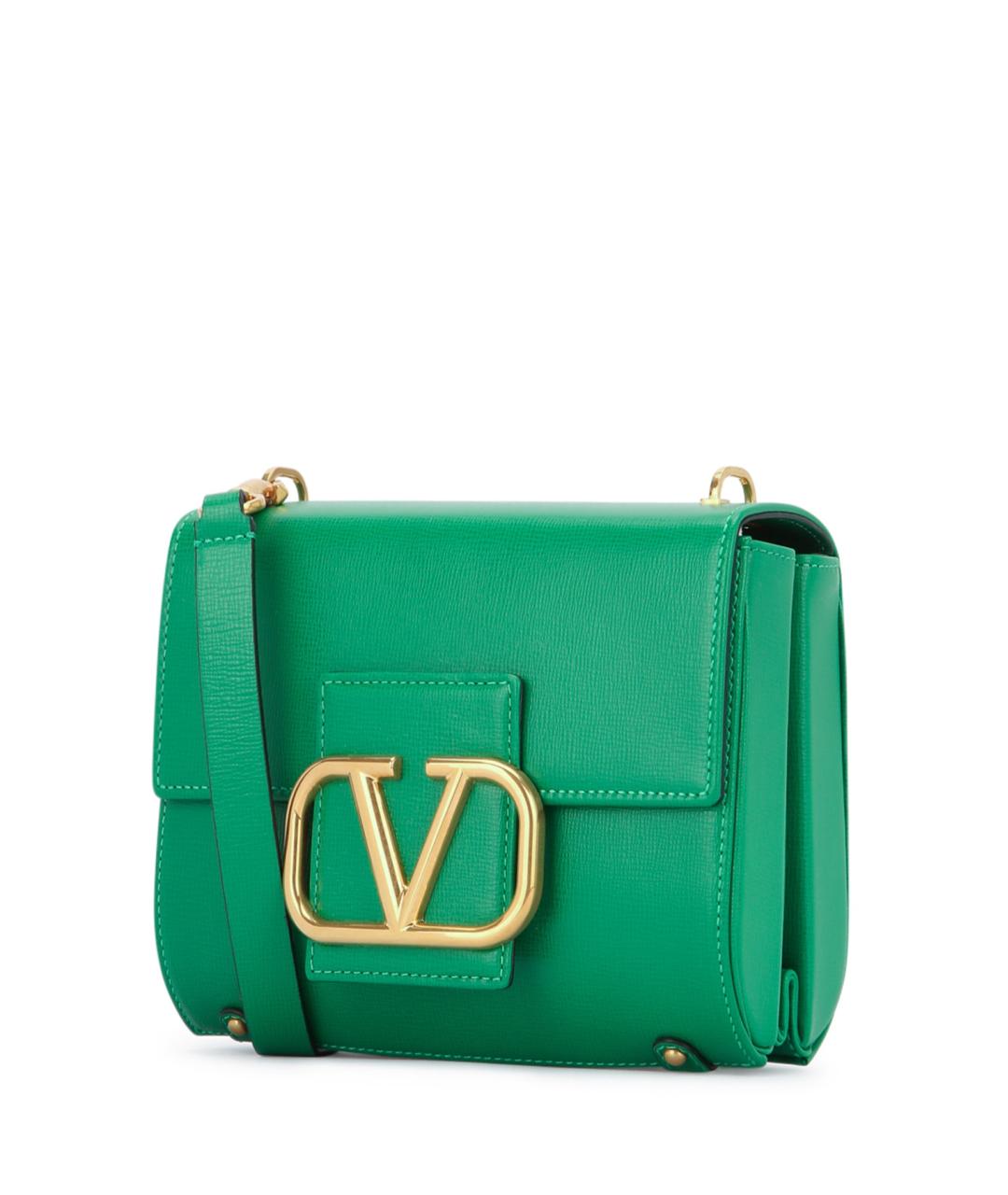 VALENTINO Зеленая кожаная сумка через плечо, фото 2