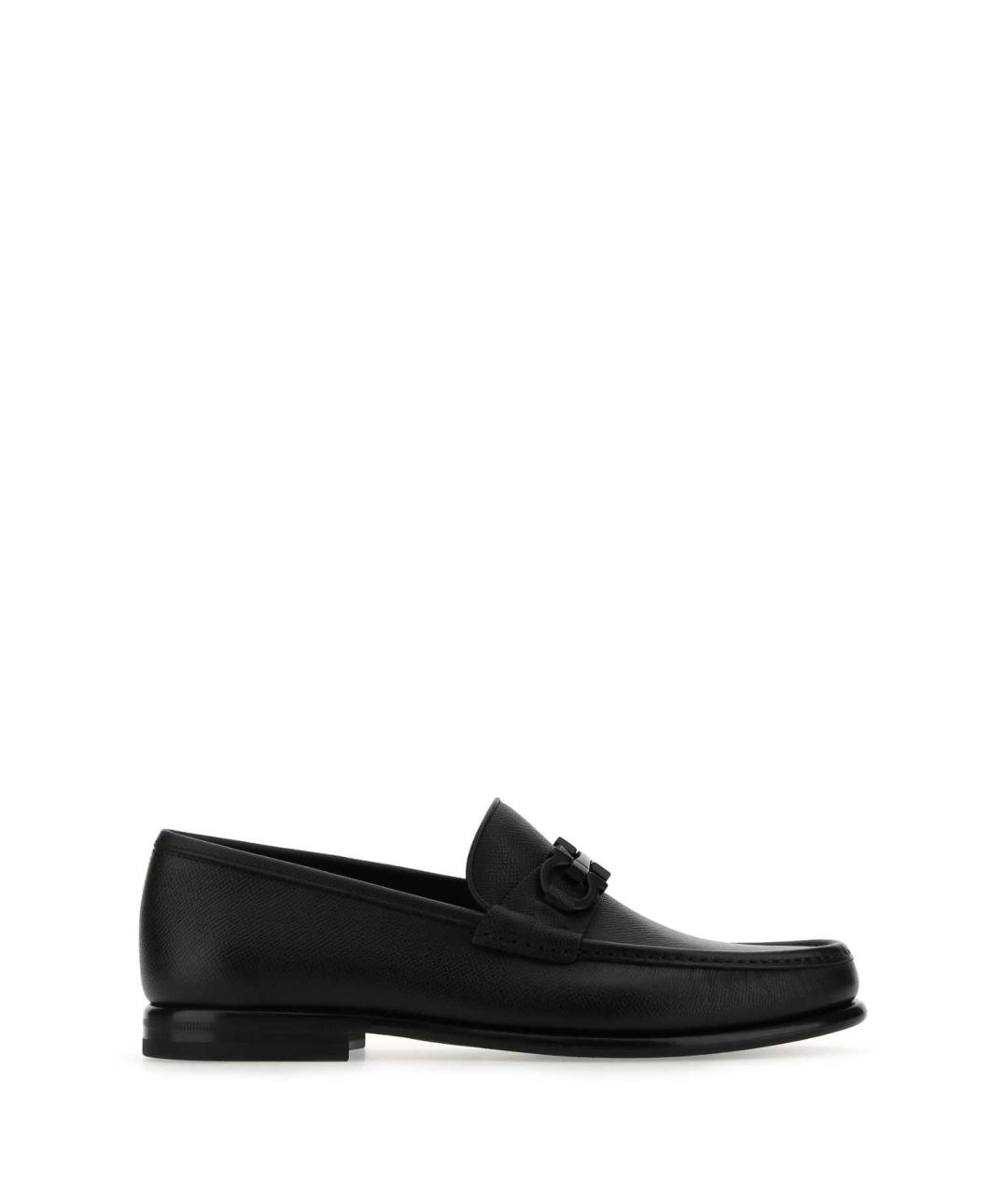 FERRAGAMO Черные кожаные лоферы, фото 1