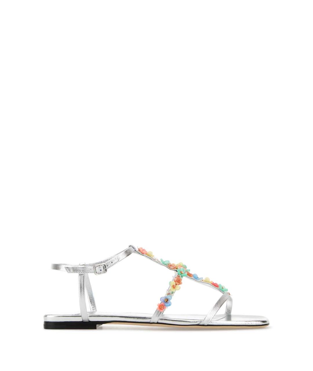 JIMMY CHOO Серебряные кожаные сандалии, фото 1
