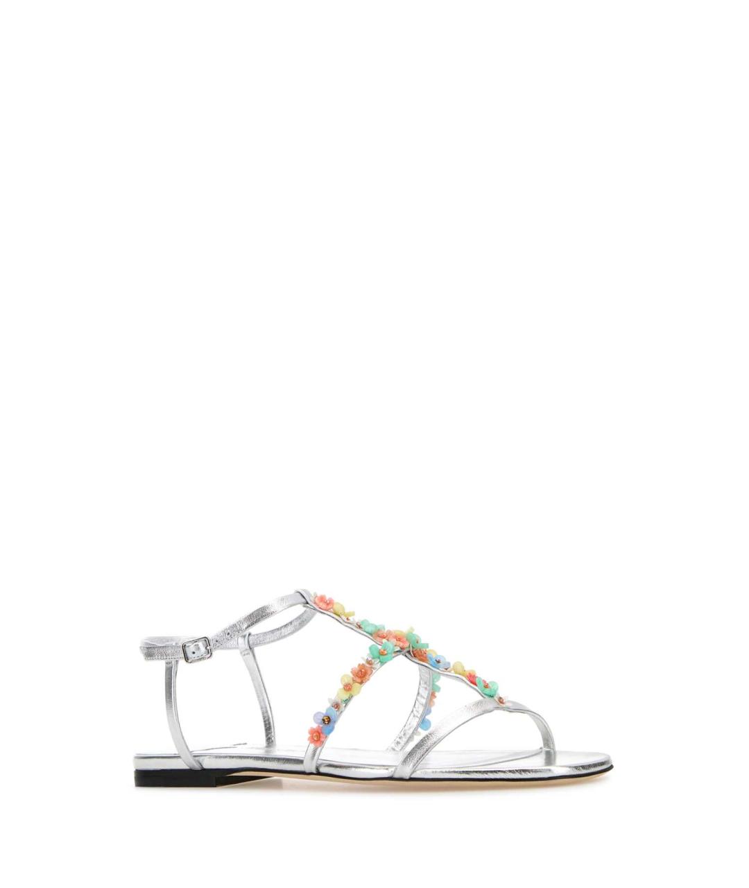 JIMMY CHOO Серебряные кожаные сандалии, фото 2