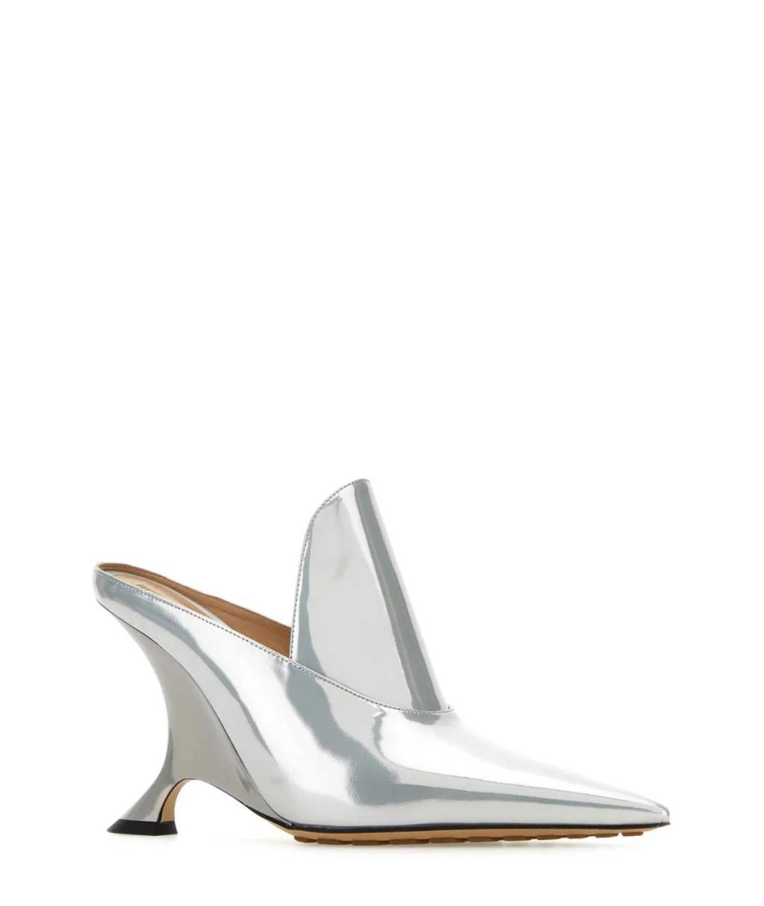 BOTTEGA VENETA Серебряные кожаные мюли, фото 2
