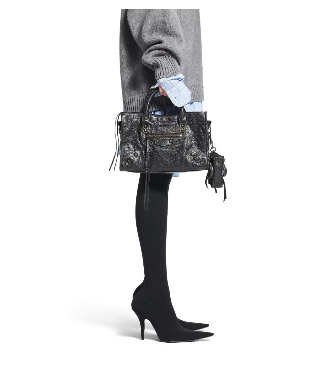 BALENCIAGA Черная кожаная сумка тоут, фото 5