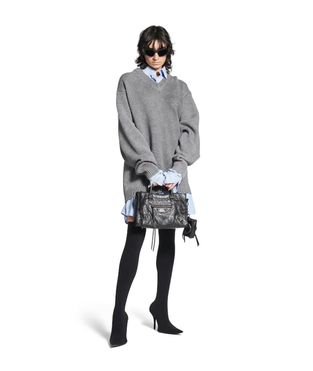 BALENCIAGA Черная кожаная сумка тоут, фото 4