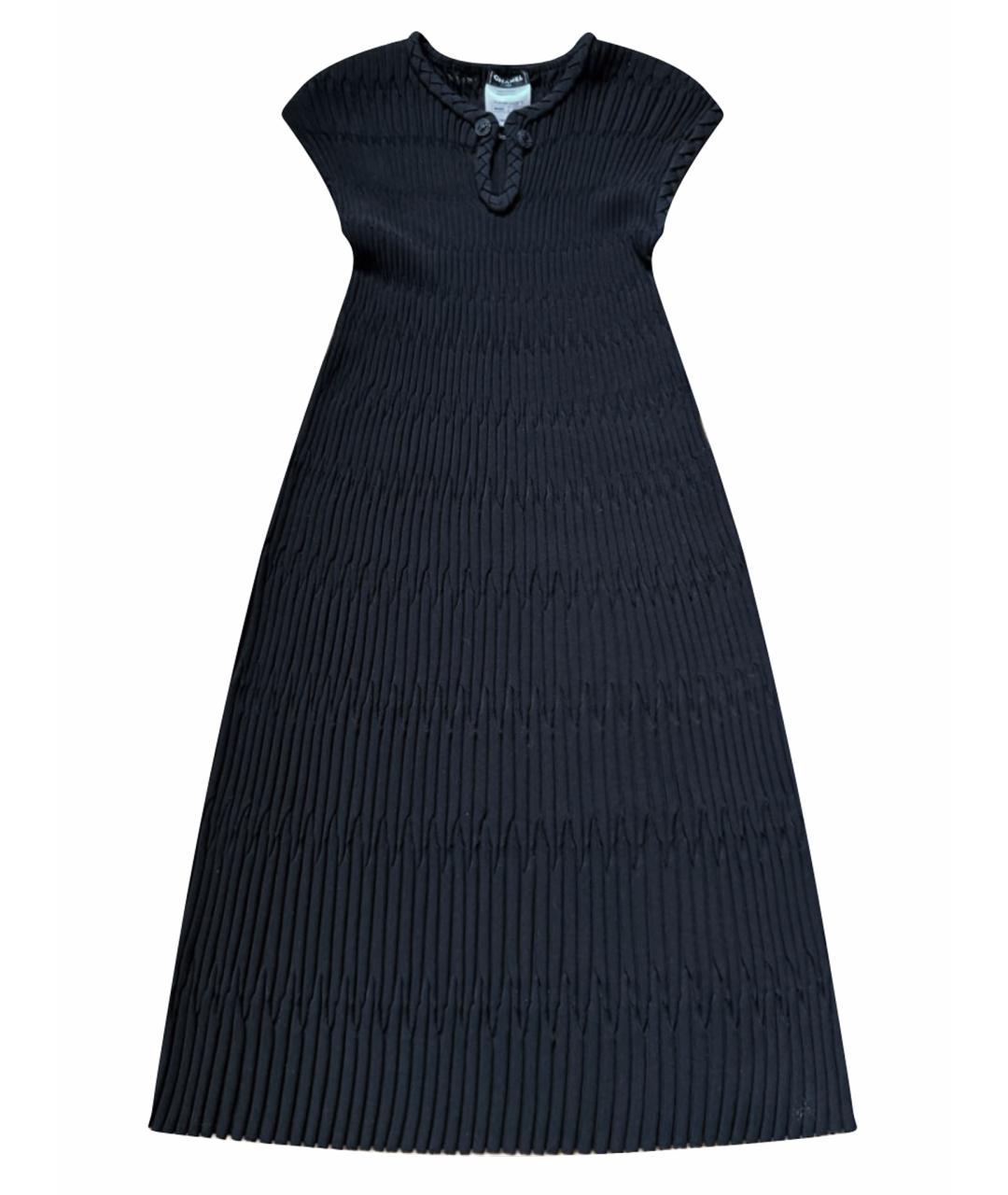 CHANEL Черное хлопко-эластановое повседневное платье, фото 1