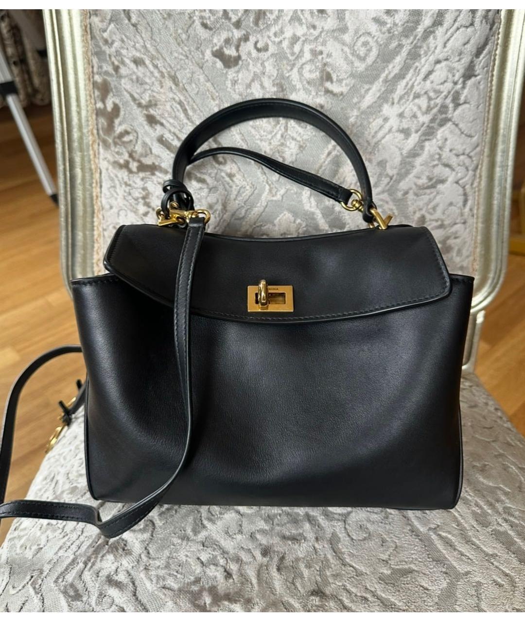 BALENCIAGA Черная кожаная сумка тоут, фото 2
