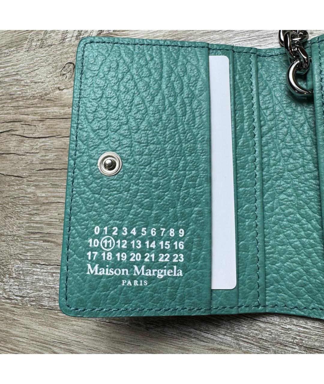 MAISON MARGIELA Бирюзовый кожаный кошелек, фото 7