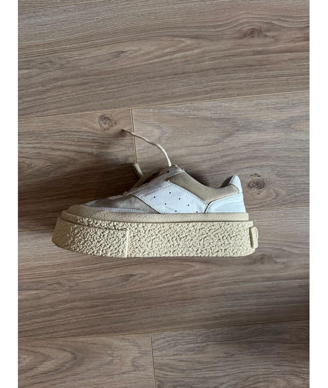 MM6 MAISON MARGIELA Бежевые кожаные кеды, фото 5