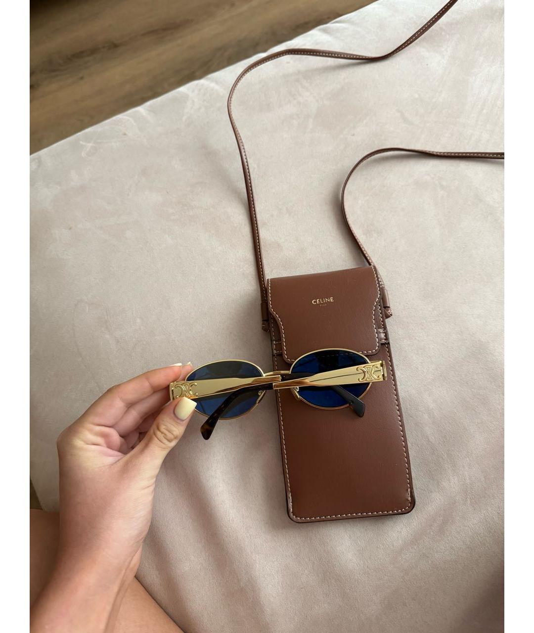CELINE Коричневые металлические солнцезащитные очки, фото 2