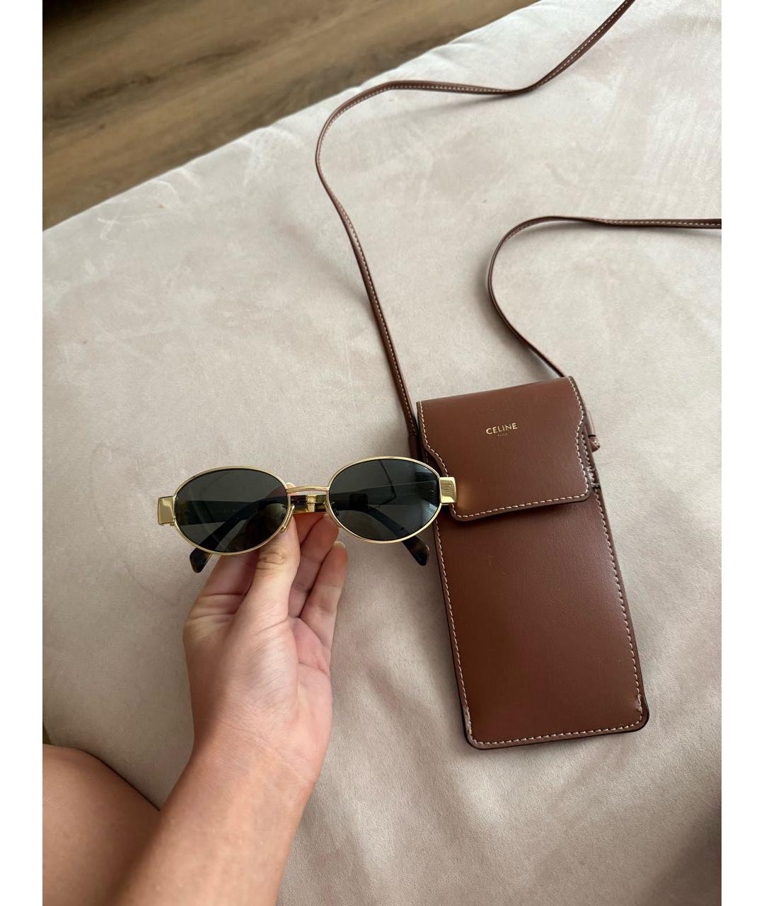 CELINE Коричневые металлические солнцезащитные очки, фото 3