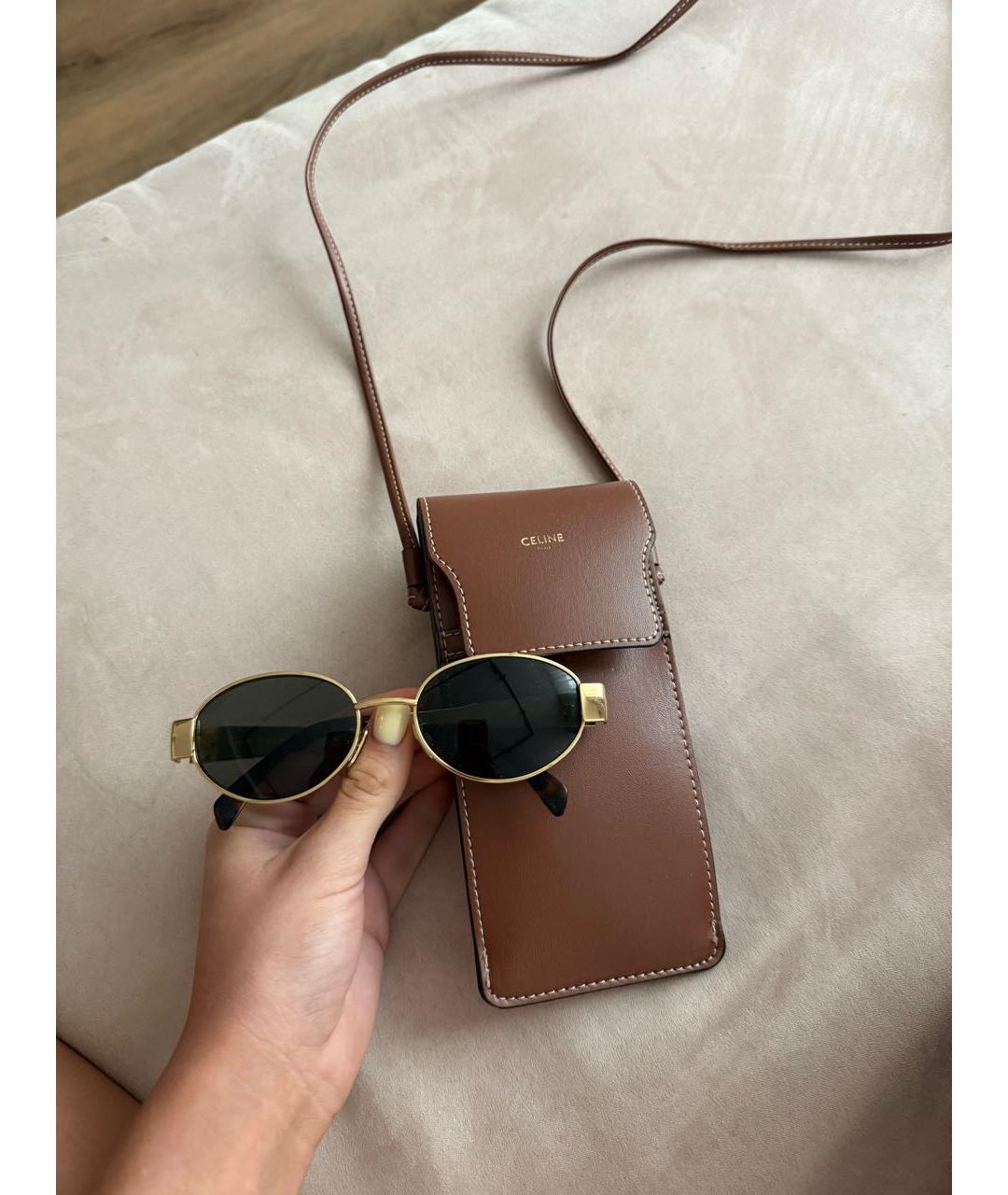 CELINE Коричневые металлические солнцезащитные очки, фото 4