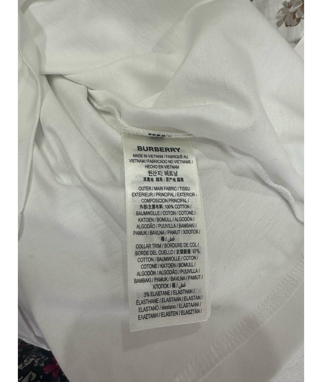 BURBERRY Белая хлопковая футболка, фото 5