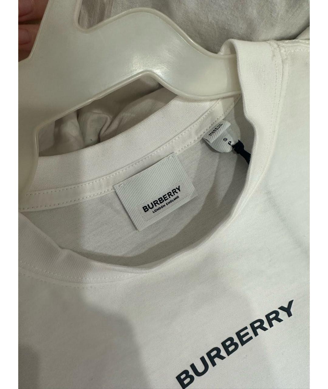 BURBERRY Белая хлопковая футболка, фото 4