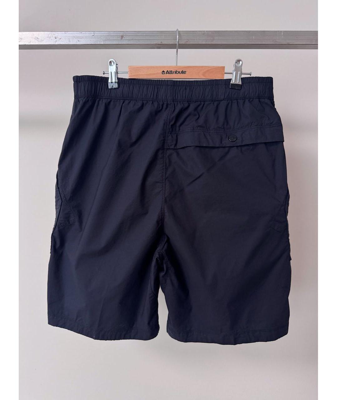 STONE ISLAND Темно-синие хлопко-эластановые шорты, фото 3