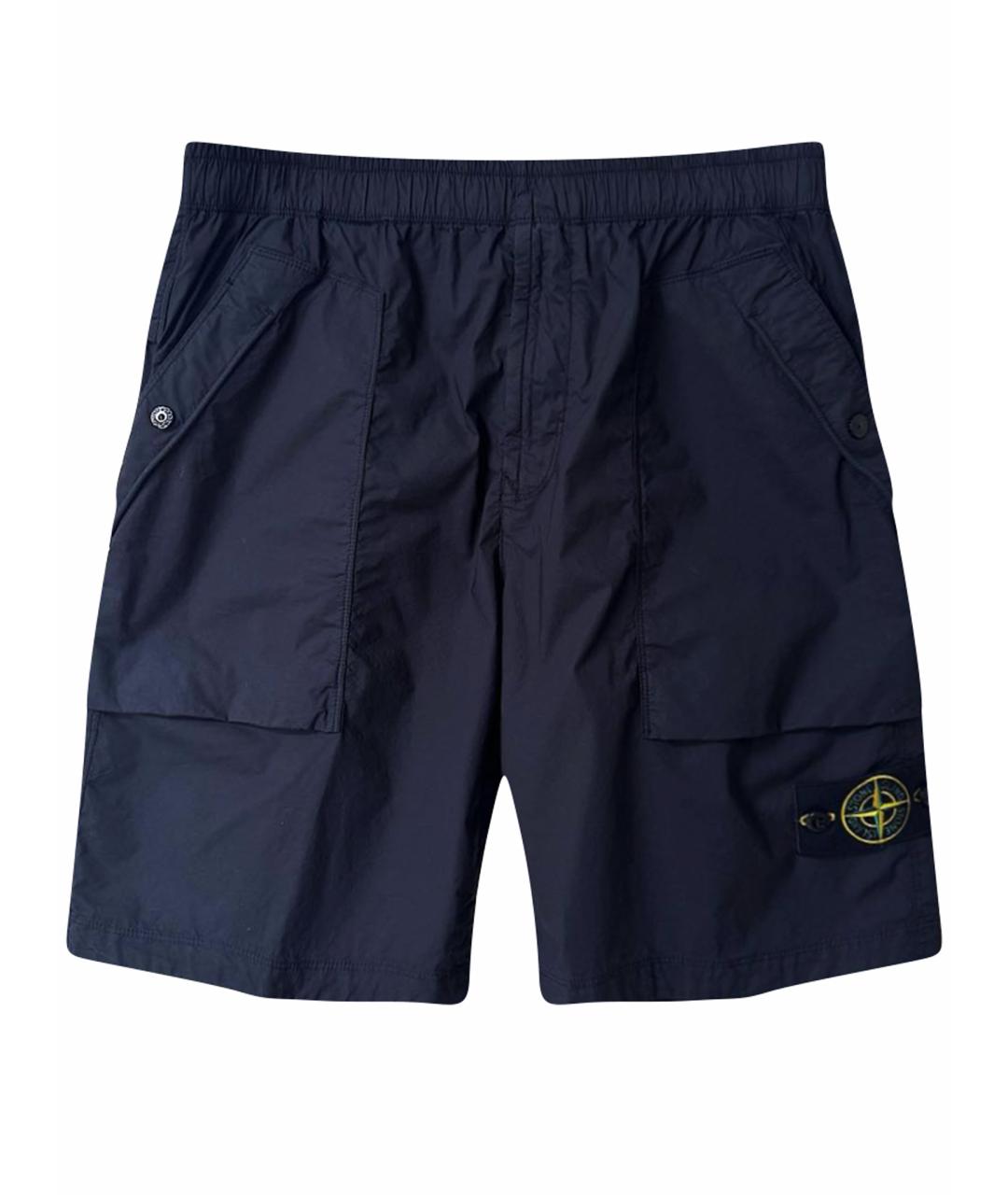 STONE ISLAND Темно-синие хлопко-эластановые шорты, фото 1