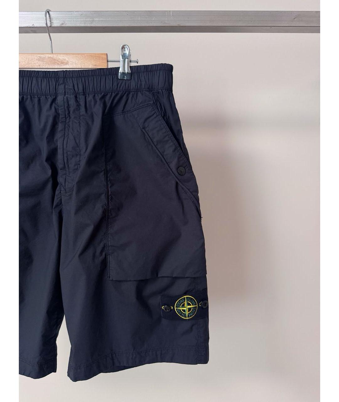 STONE ISLAND Темно-синие хлопко-эластановые шорты, фото 2