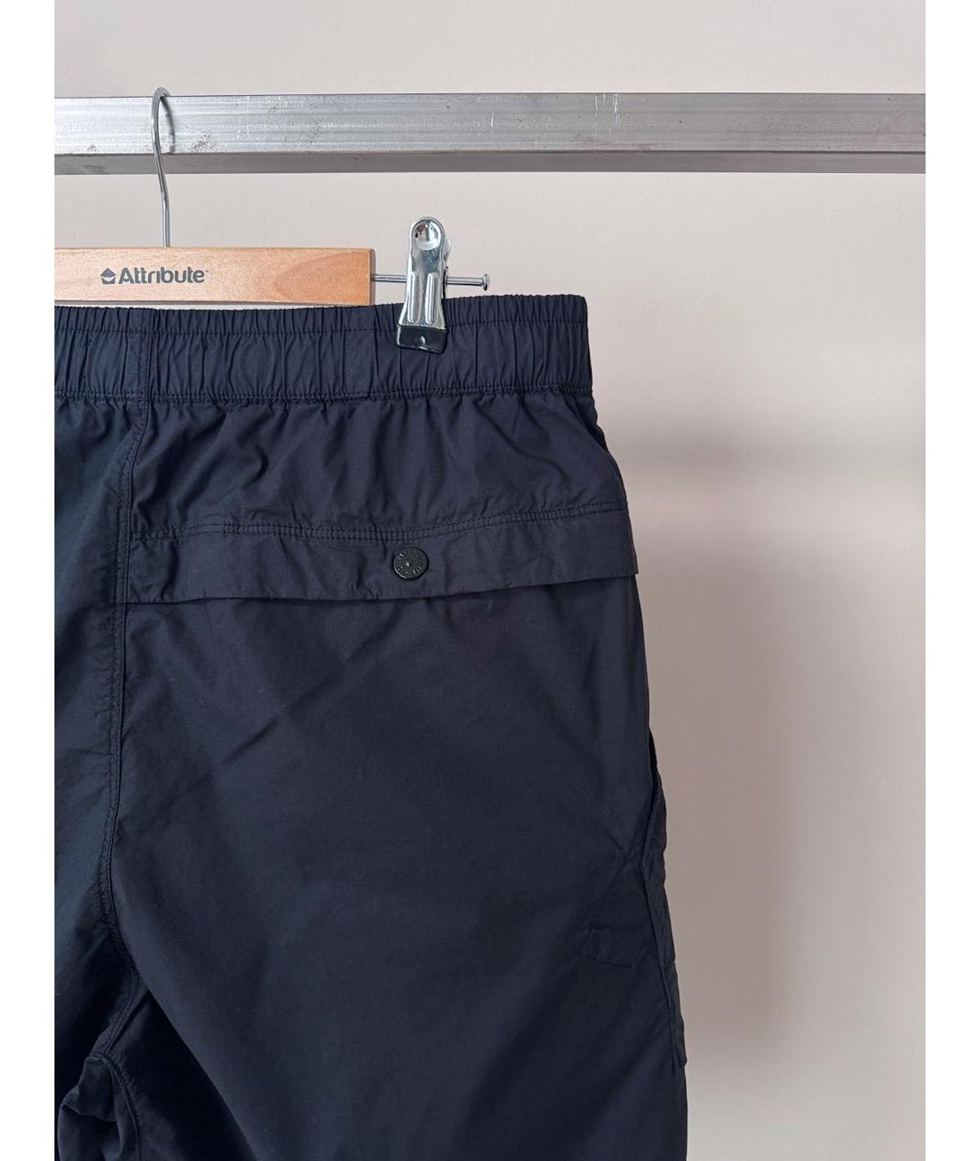 STONE ISLAND Темно-синие хлопко-эластановые шорты, фото 4