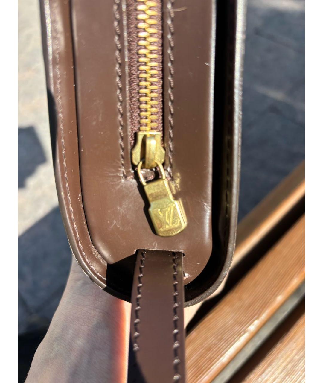 LOUIS VUITTON Коричневая барсетка из искусственной кожи, фото 7