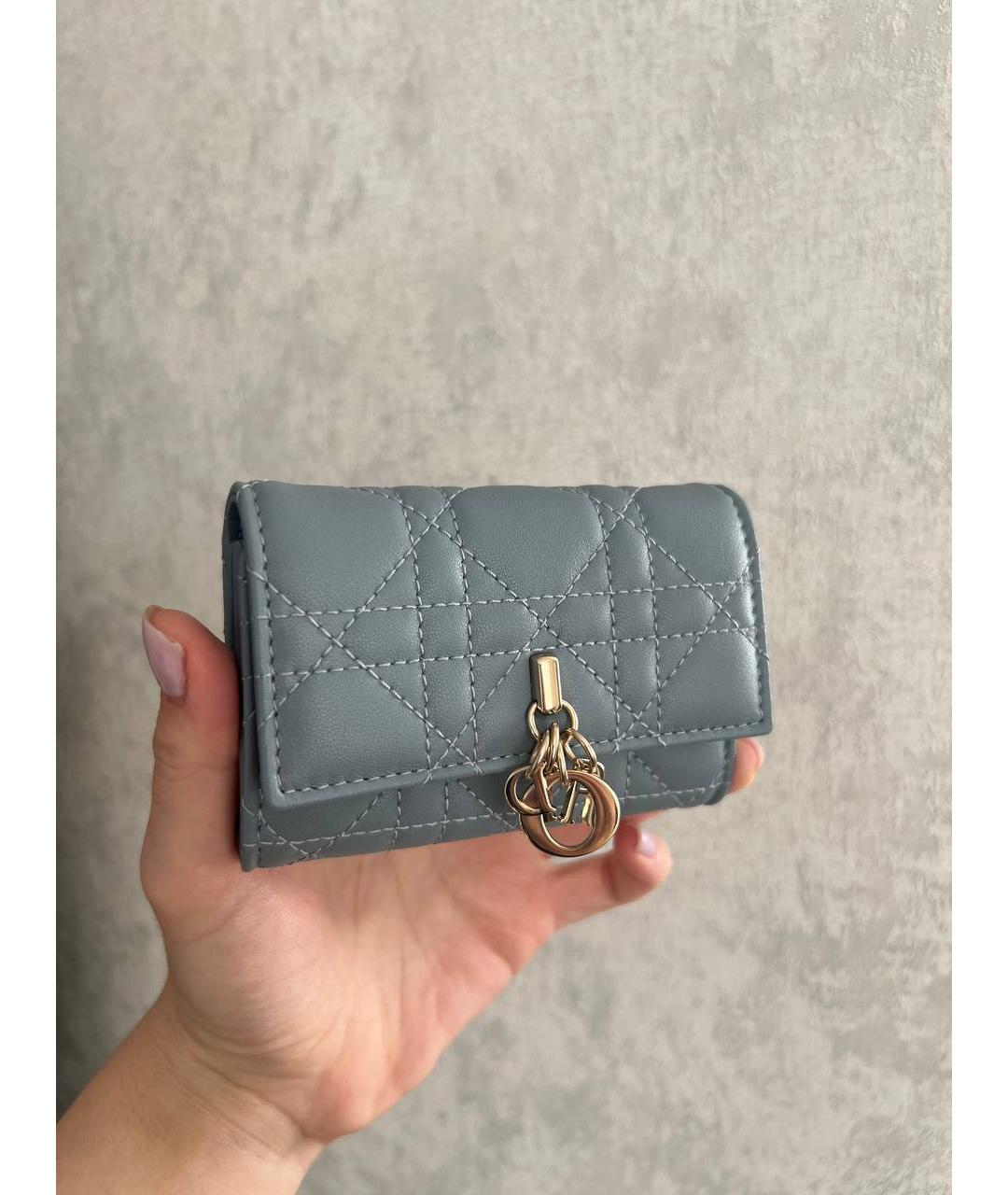 CHRISTIAN DIOR Серый кожаный кошелек, фото 3
