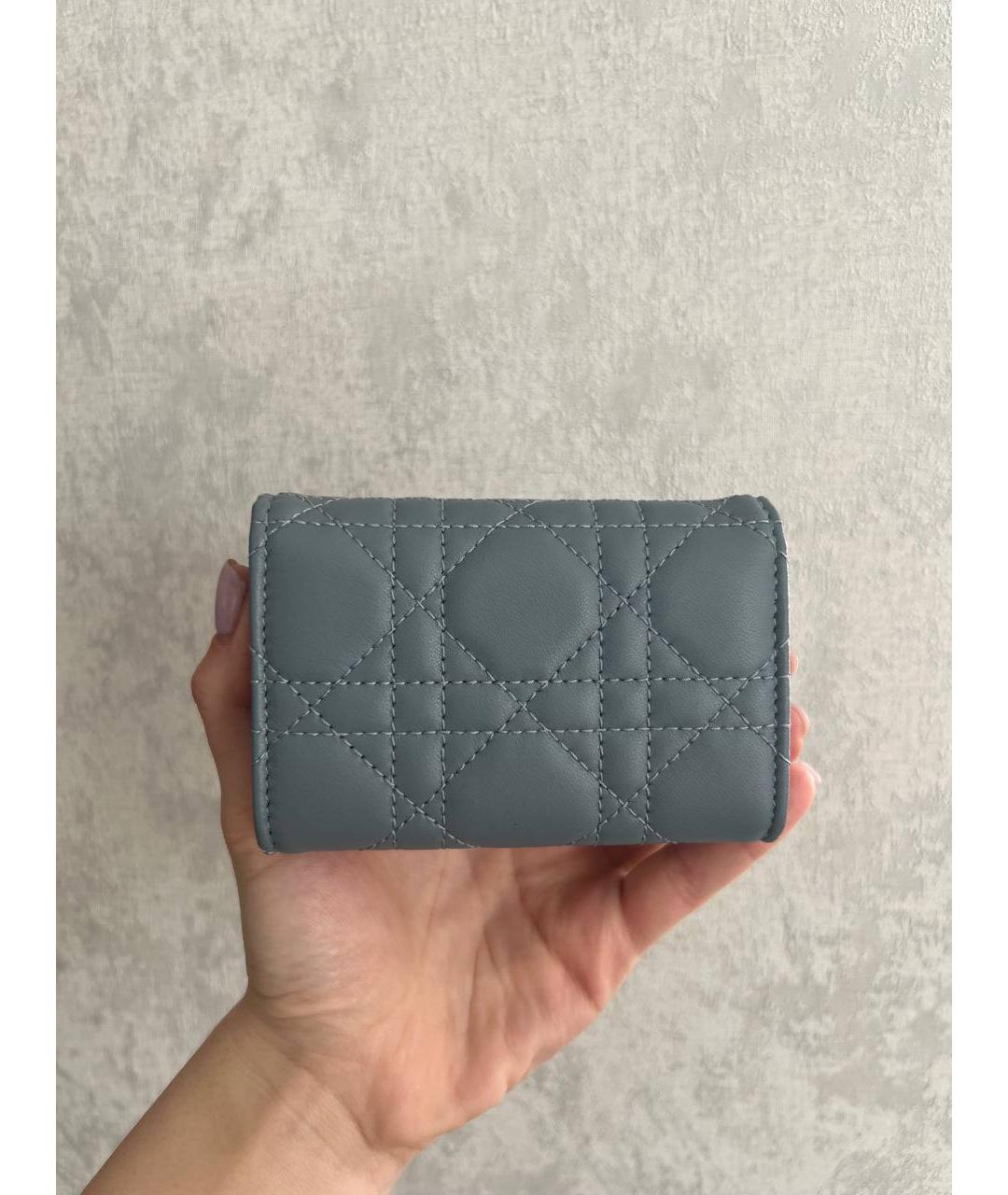 CHRISTIAN DIOR Серый кожаный кошелек, фото 4