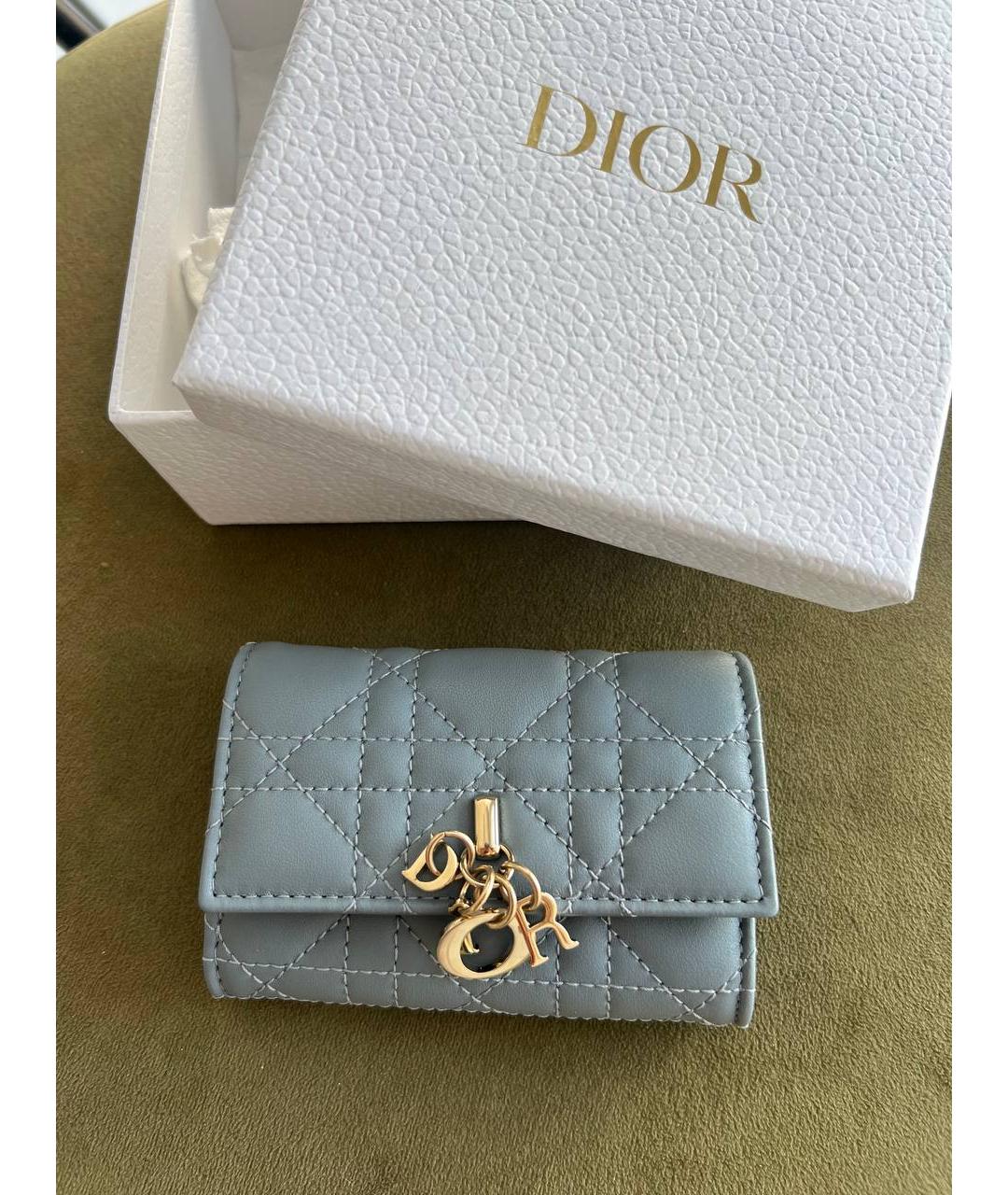 CHRISTIAN DIOR Серый кожаный кошелек, фото 2