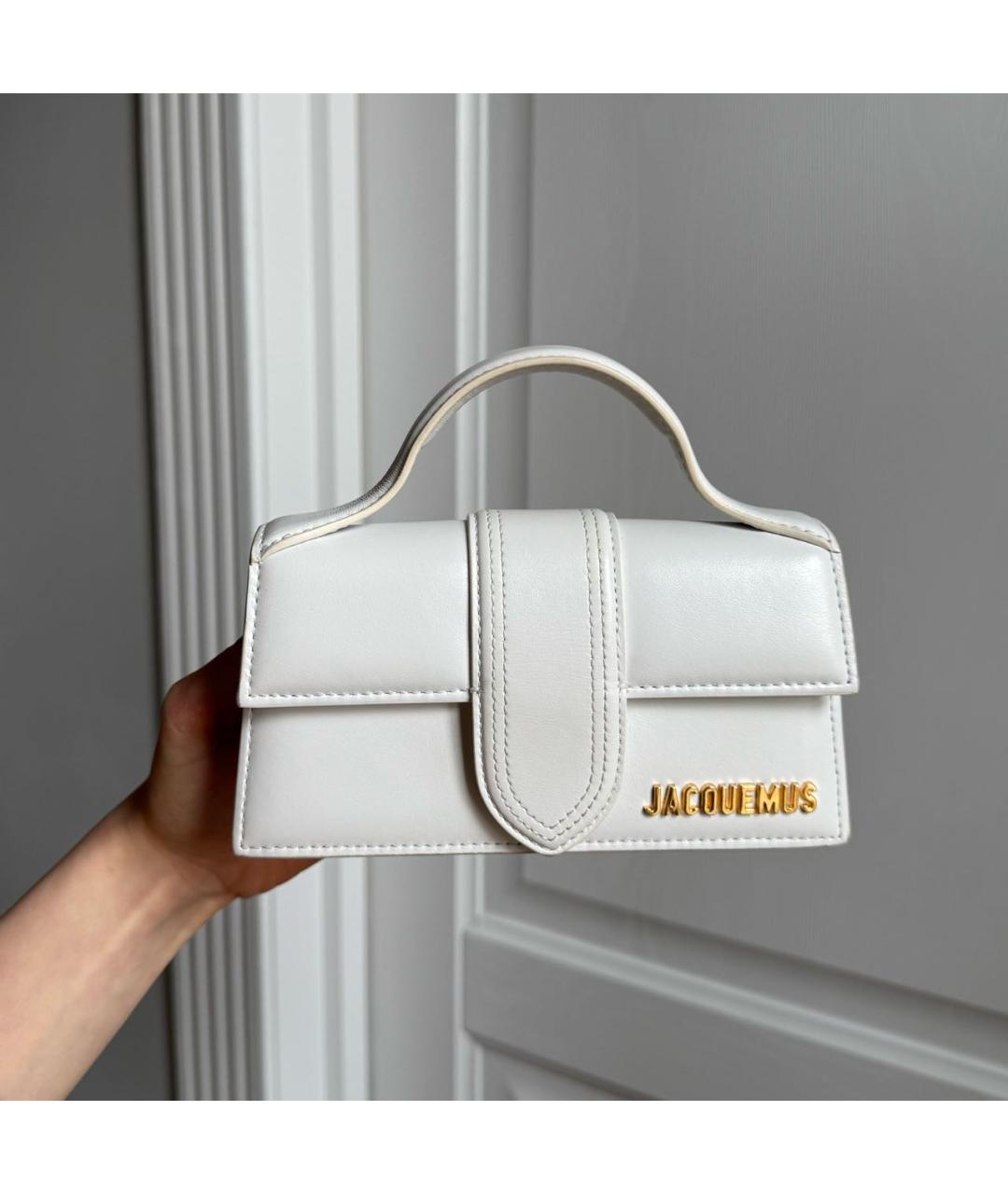 JACQUEMUS Белая кожаная сумка с короткими ручками, фото 8