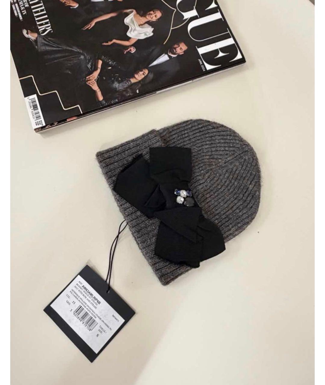 LANVIN Серая шерстяная шапка, фото 4