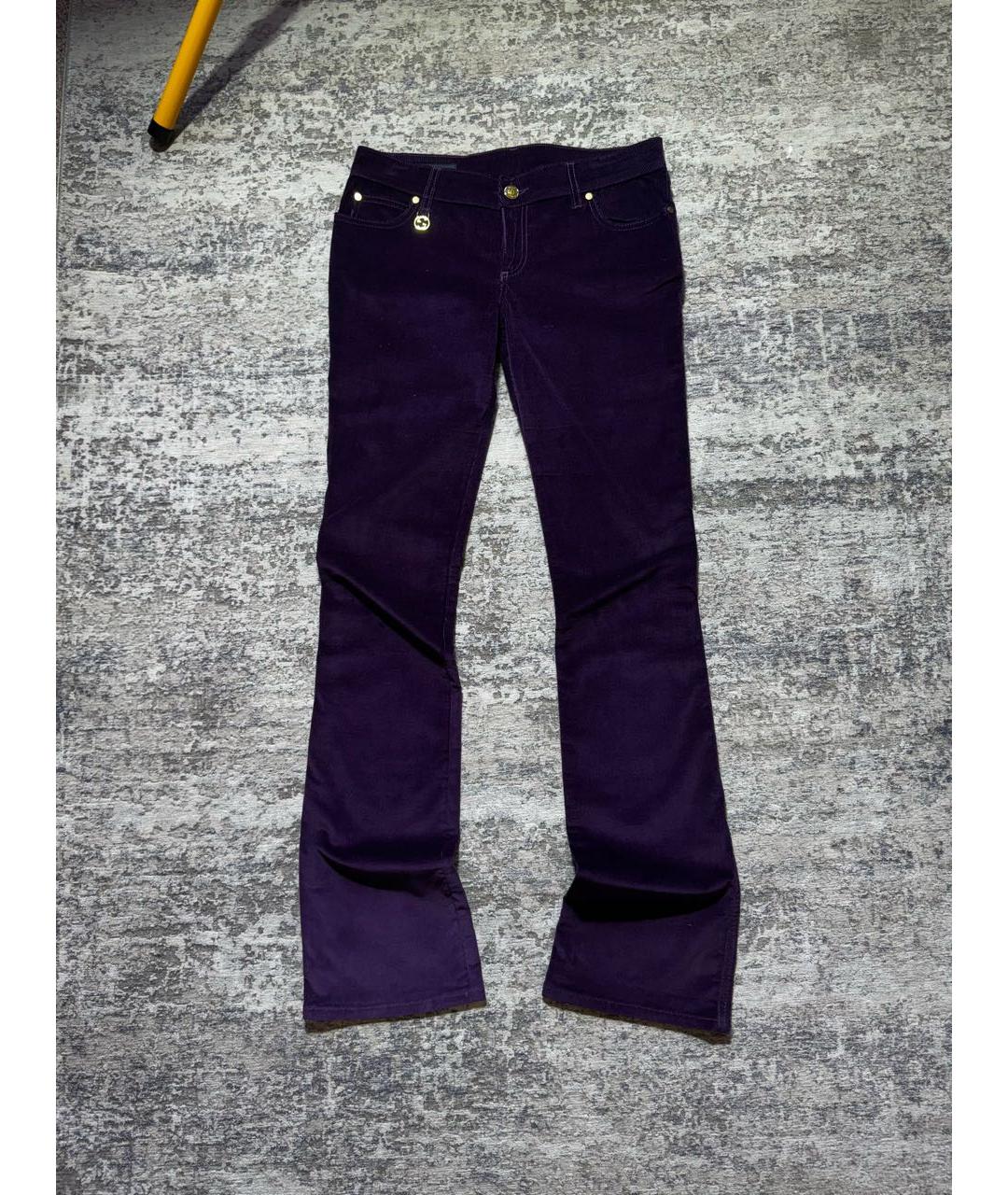 GUCCI Фиолетовые хлопковые прямые брюки, фото 8