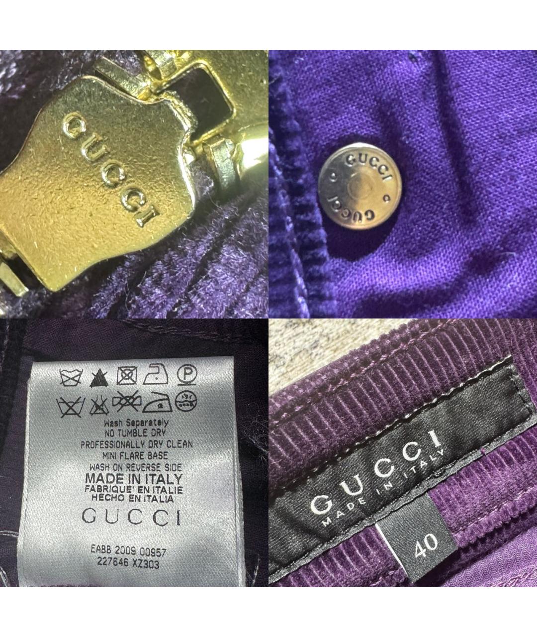 GUCCI Фиолетовые хлопковые прямые брюки, фото 7