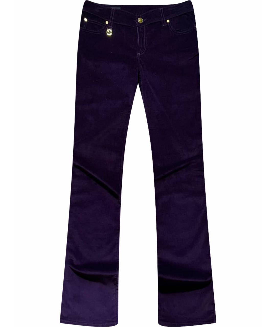 GUCCI Фиолетовые хлопковые прямые брюки, фото 1