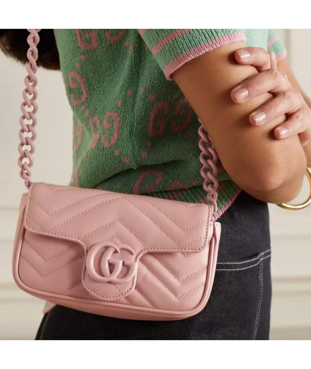 GUCCI Розовая кожаная сумка через плечо, фото 4