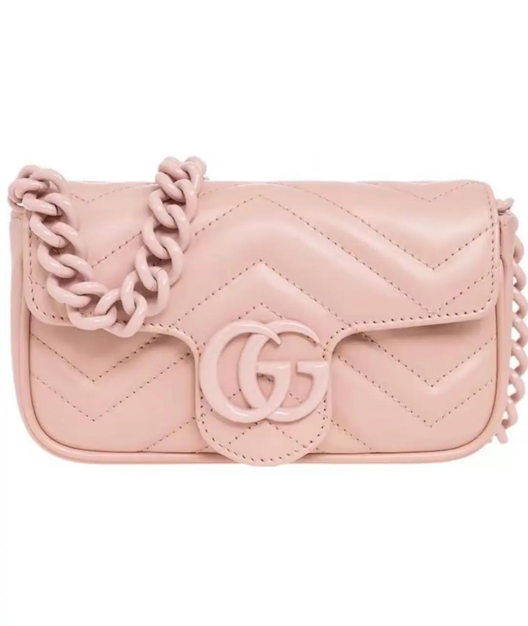 GUCCI Розовая кожаная сумка через плечо, фото 1