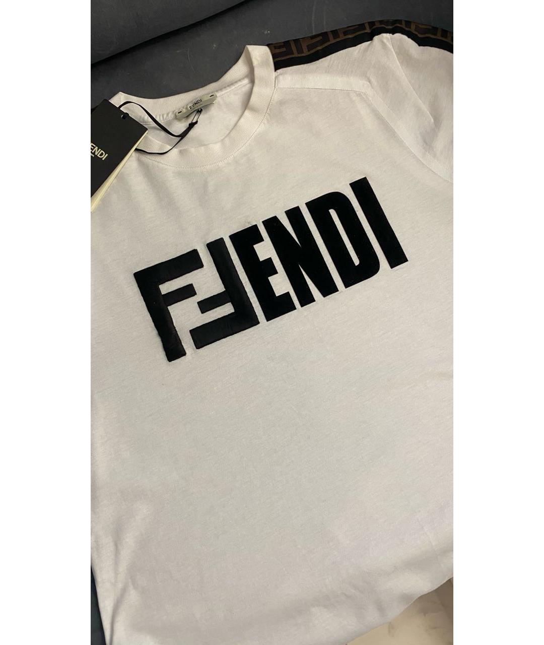 FENDI Белая хлопковая футболка, фото 8