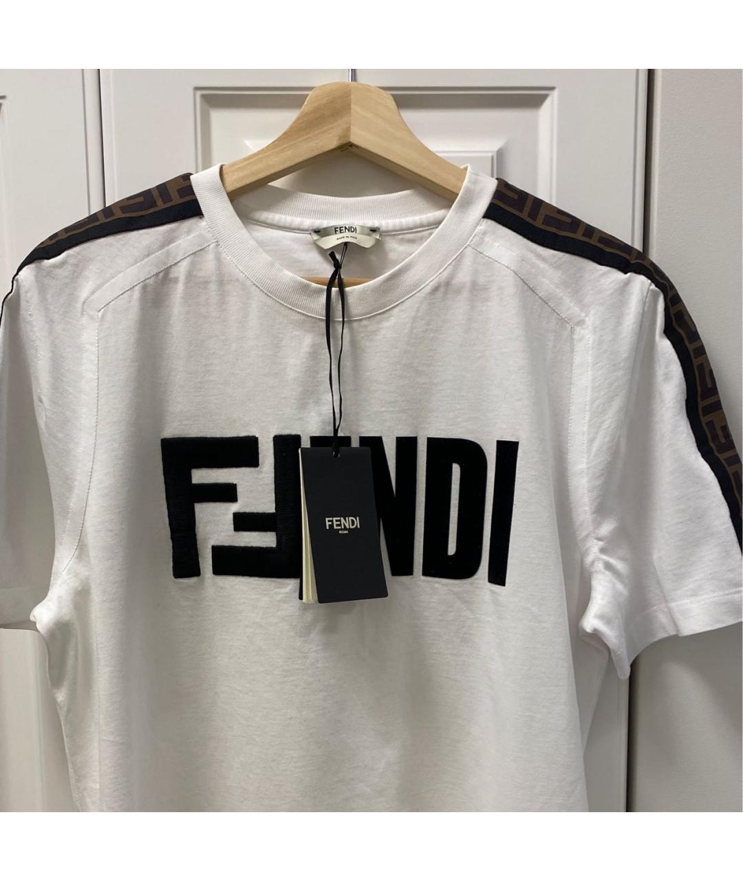 FENDI Белая хлопковая футболка, фото 3