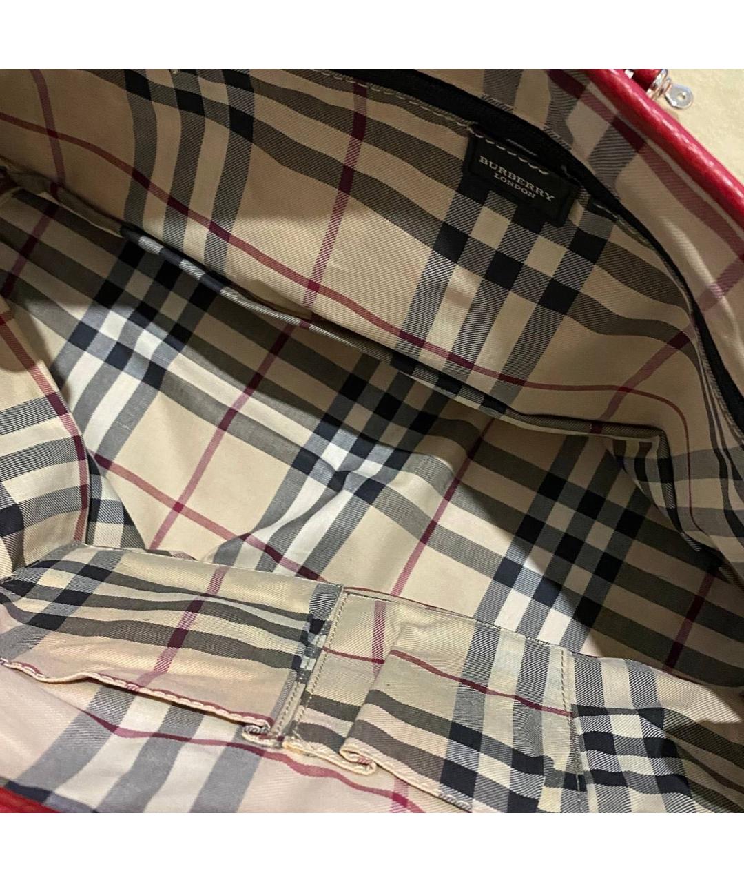 BURBERRY Бордовая кожаная сумка тоут, фото 4