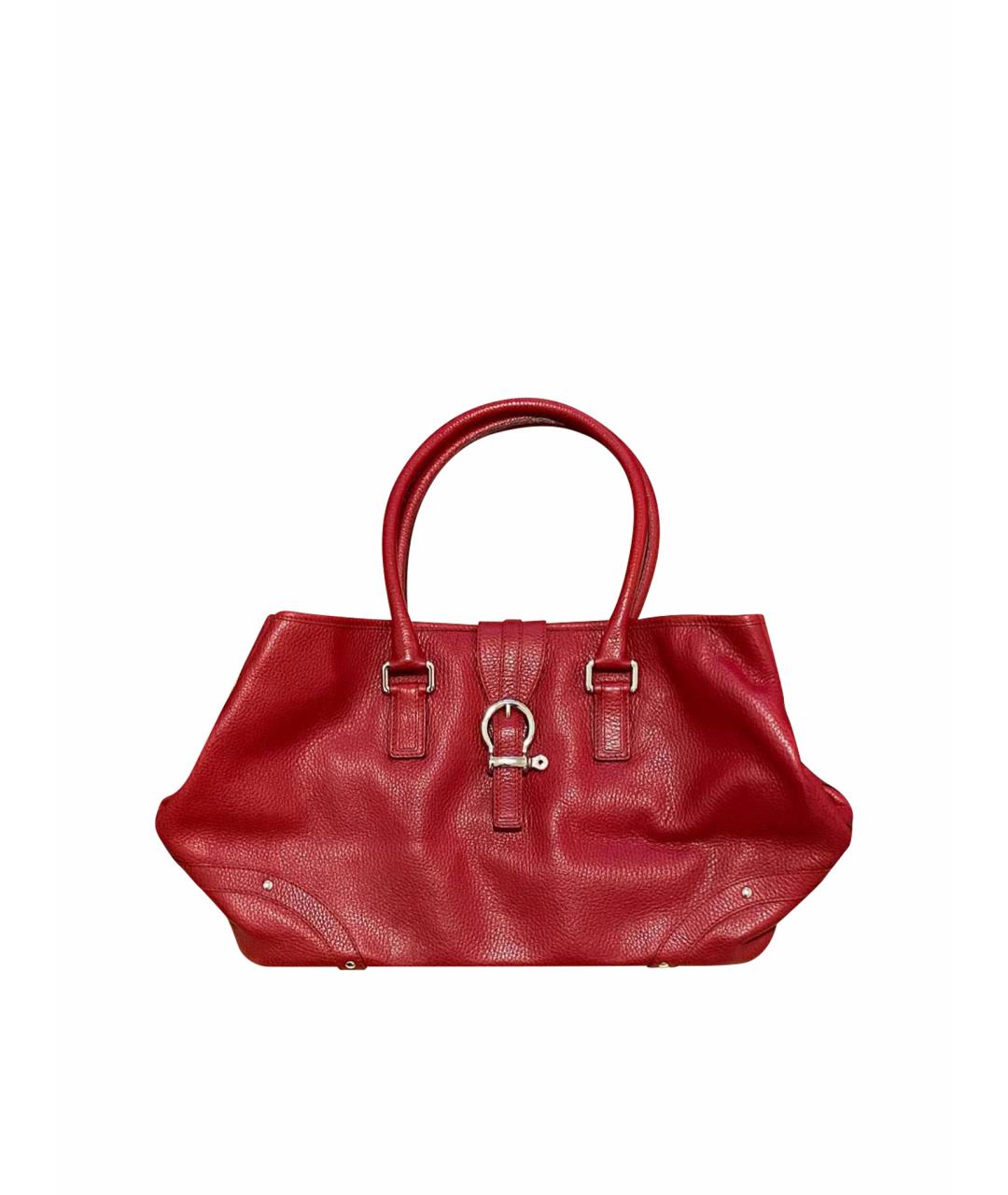 BURBERRY Бордовая кожаная сумка тоут, фото 1