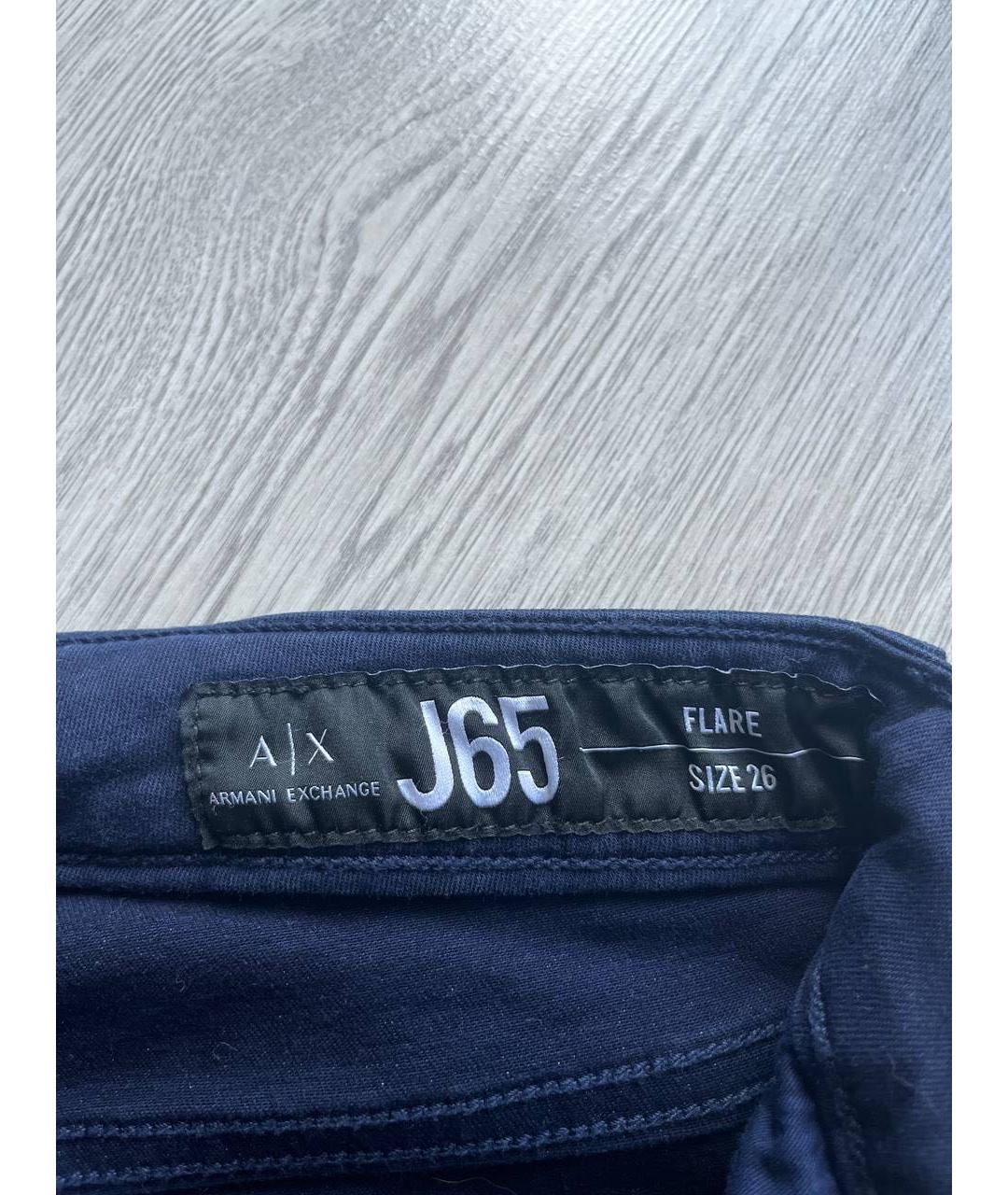 ARMANI EXCHANGE Темно-синие хлопко-эластановые джинсы клеш, фото 4