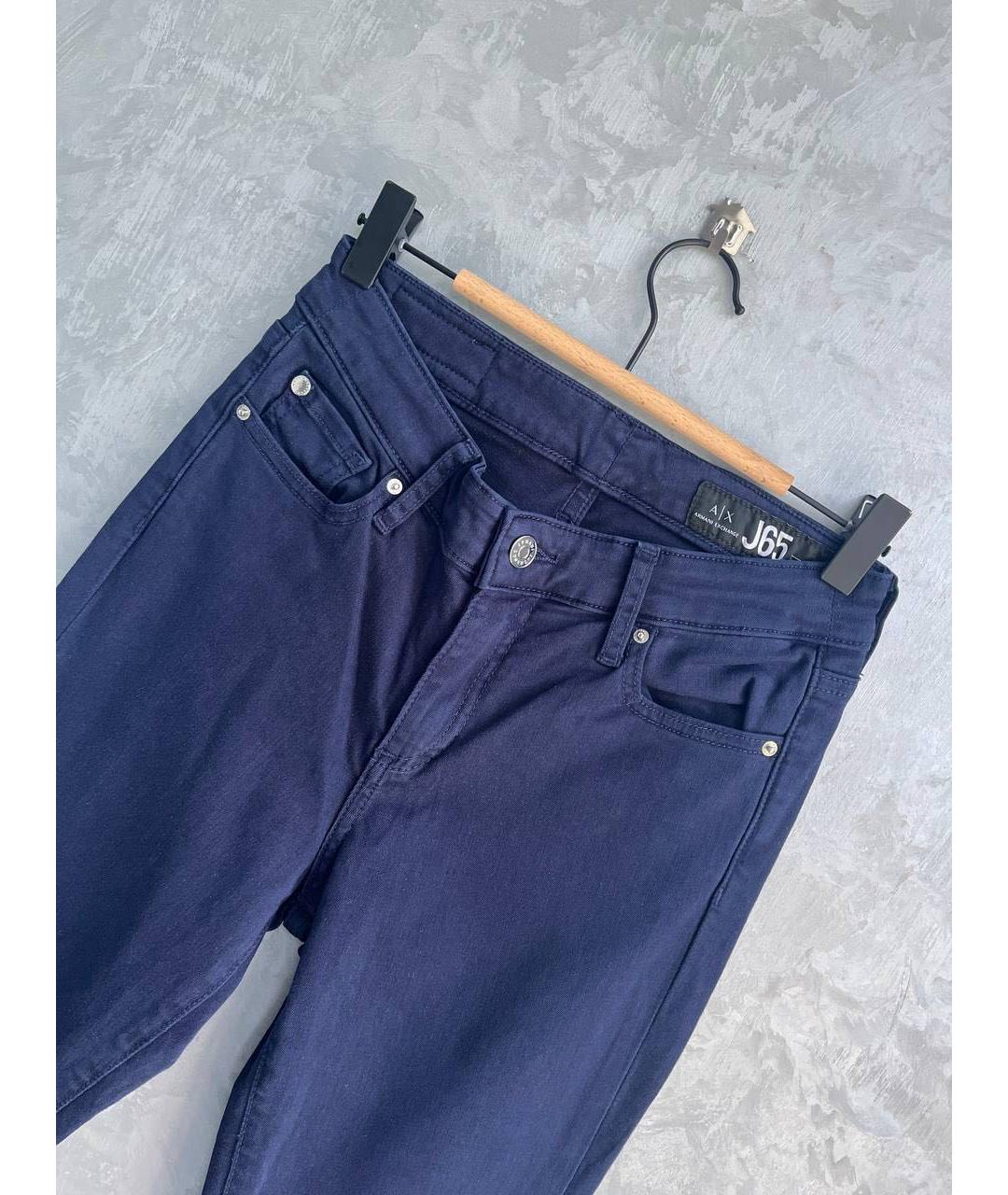 ARMANI EXCHANGE Темно-синие хлопко-эластановые джинсы клеш, фото 2