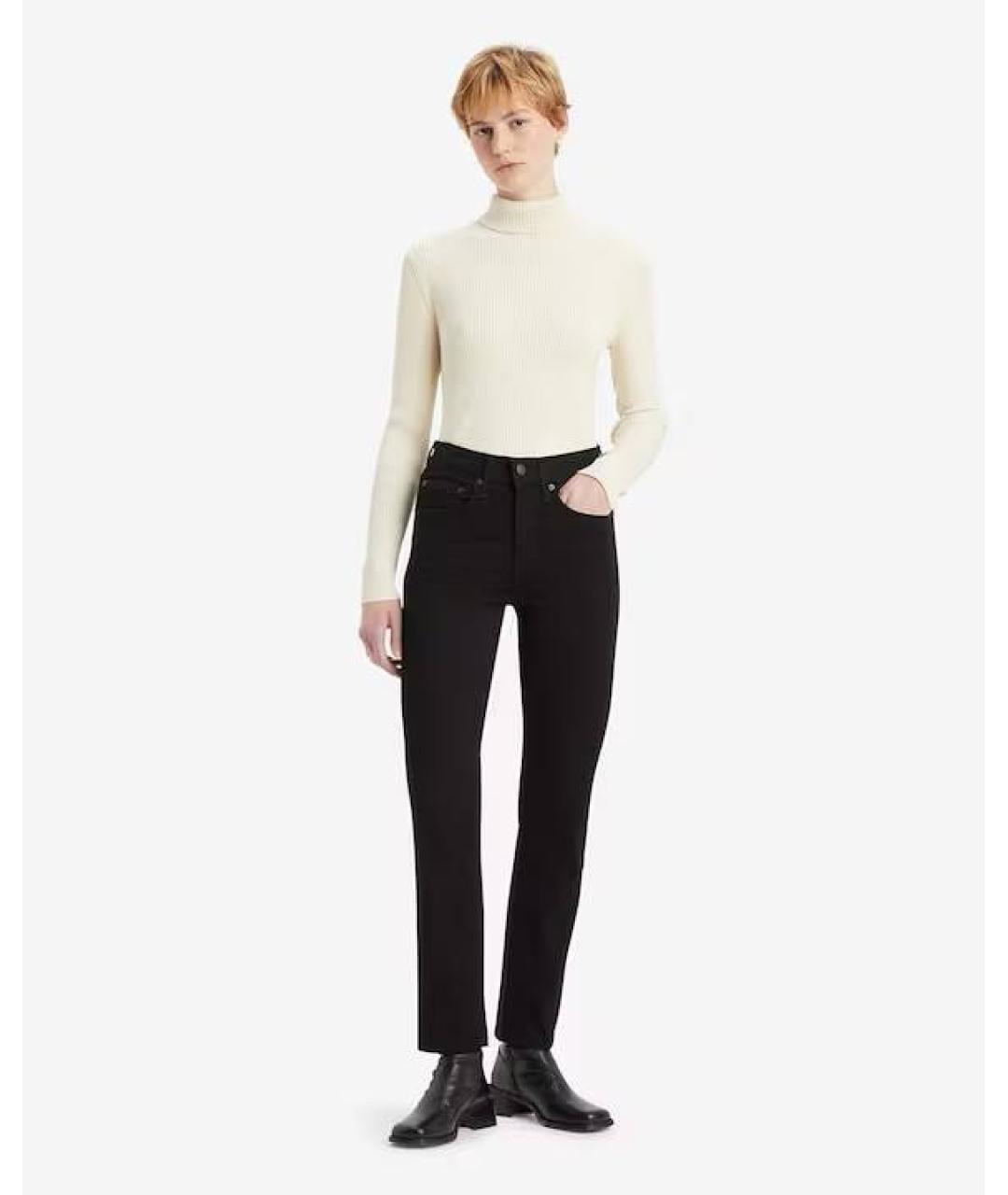 LEVI'S Черные хлопко-эластановые прямые джинсы, фото 2