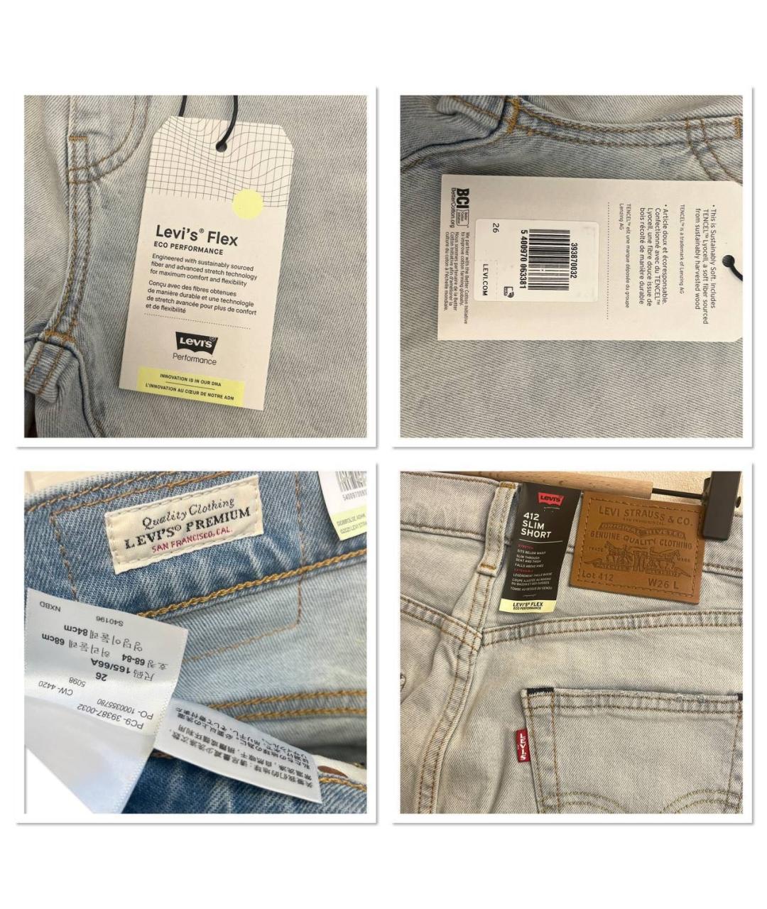LEVI'S Голубые деним шорты, фото 5