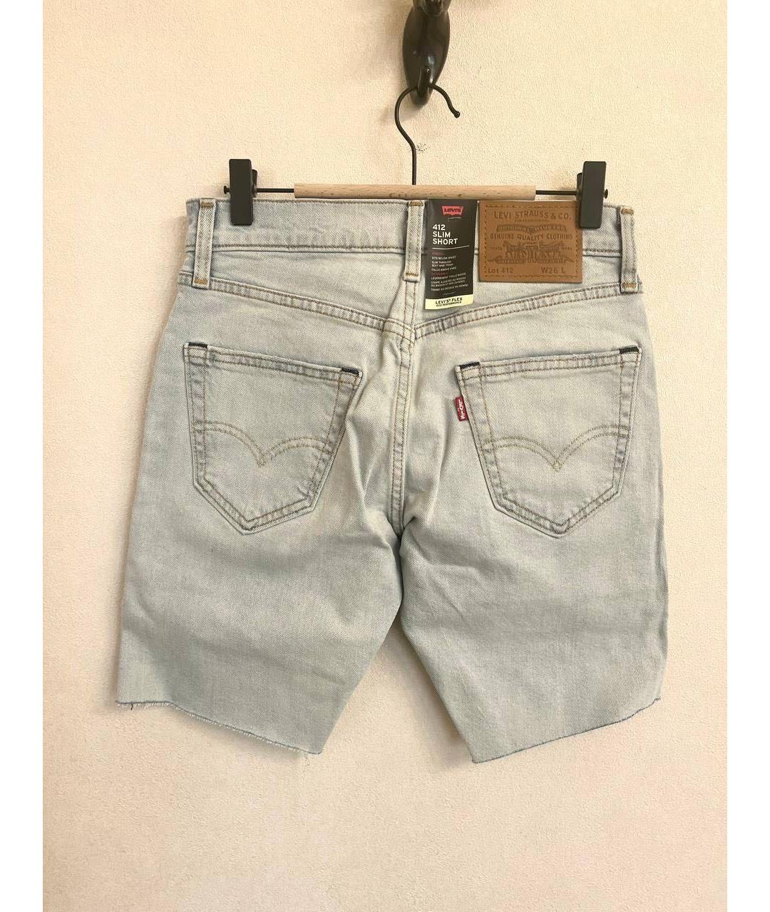 LEVI'S Голубые деним шорты, фото 4