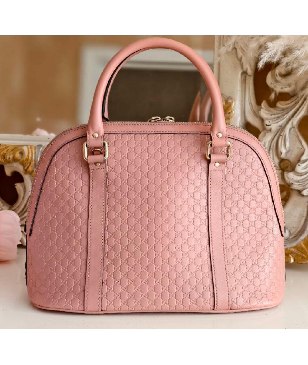 GUCCI Розовая кожаная сумка с короткими ручками, фото 3