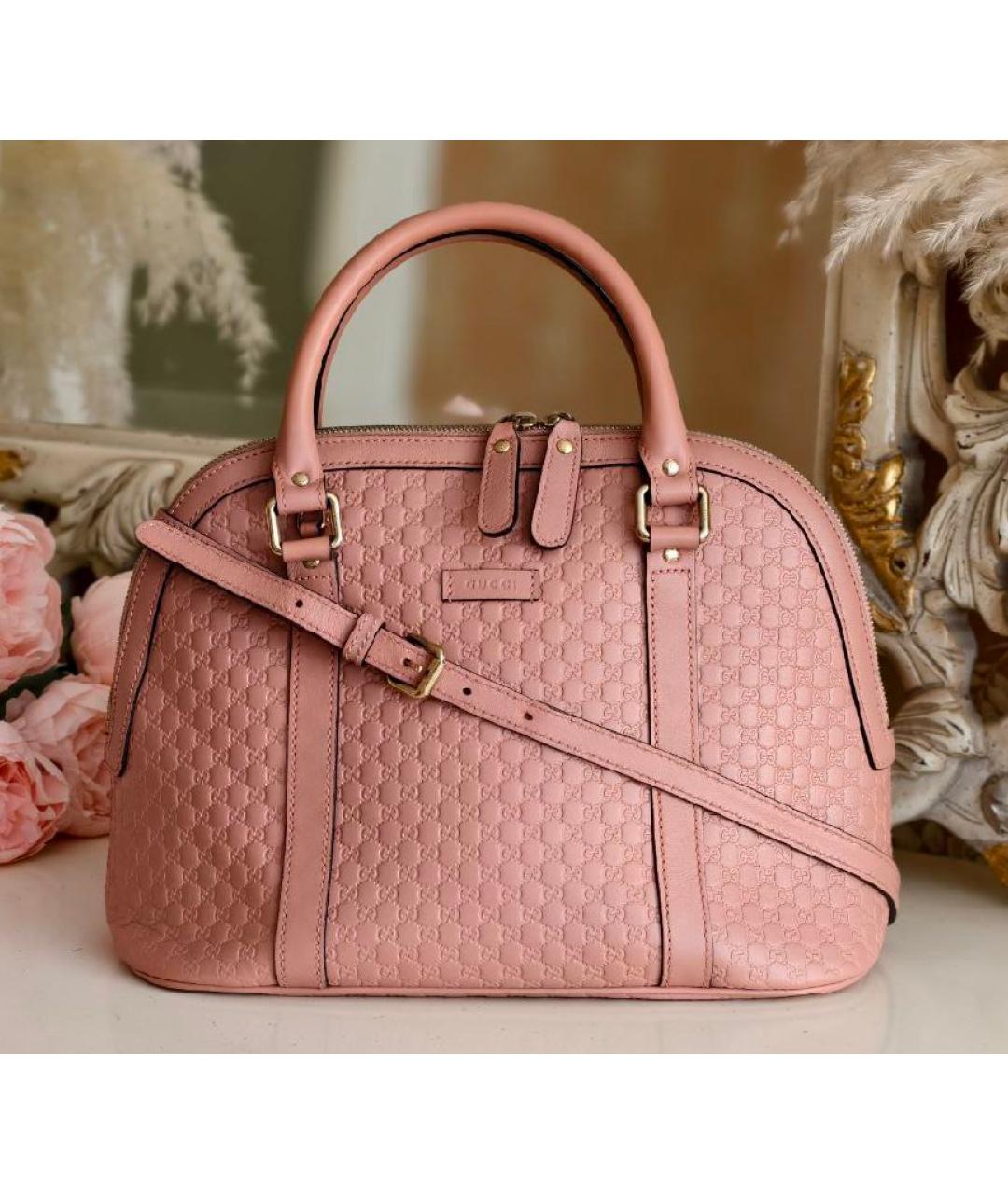 GUCCI Розовая кожаная сумка с короткими ручками, фото 8