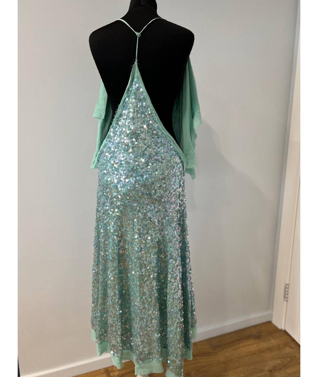 BCBG MAXAZRIA Бирюзовое шелковое вечернее платье, фото 2