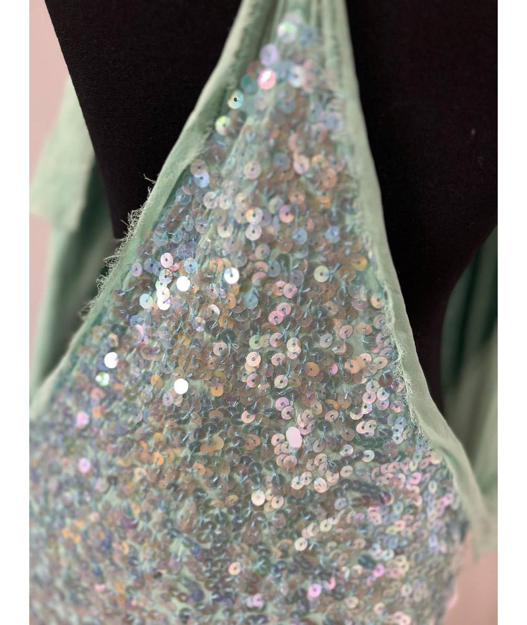 BCBG MAXAZRIA Бирюзовое шелковое вечернее платье, фото 4