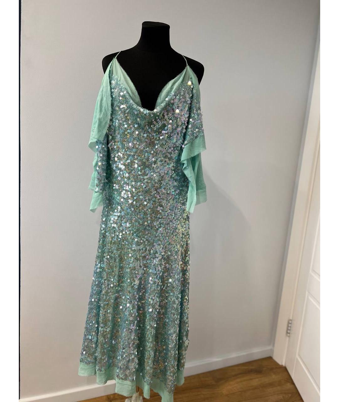 BCBG MAXAZRIA Бирюзовое шелковое вечернее платье, фото 9