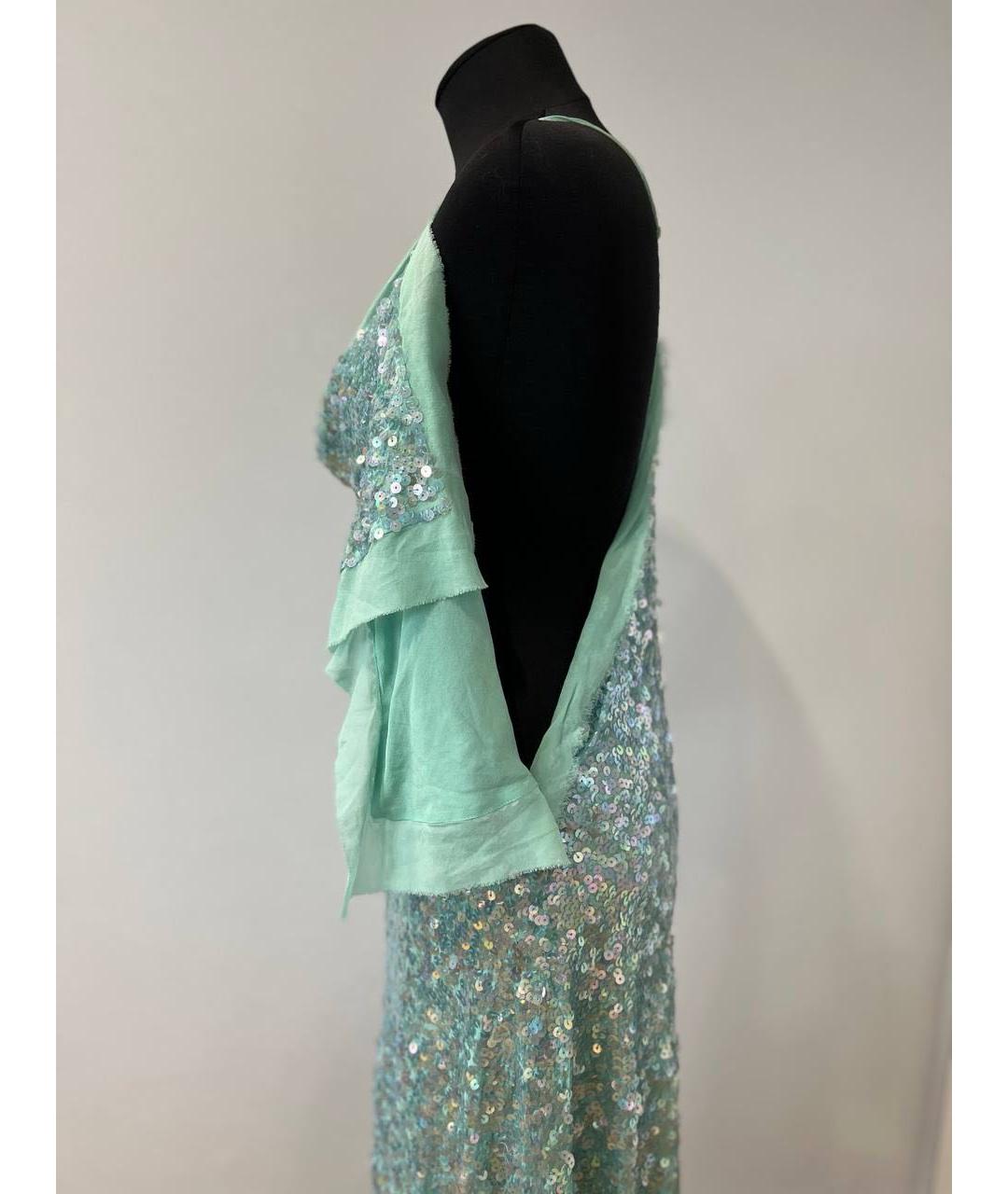 BCBG MAXAZRIA Бирюзовое шелковое вечернее платье, фото 6