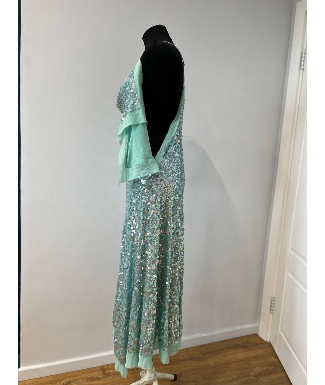 BCBG MAXAZRIA Бирюзовое шелковое вечернее платье, фото 5