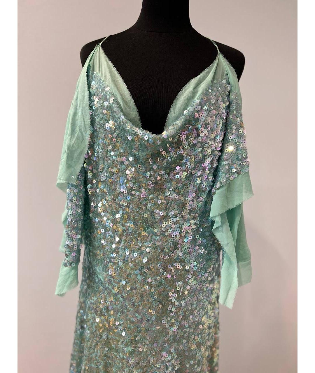 BCBG MAXAZRIA Бирюзовое шелковое вечернее платье, фото 7